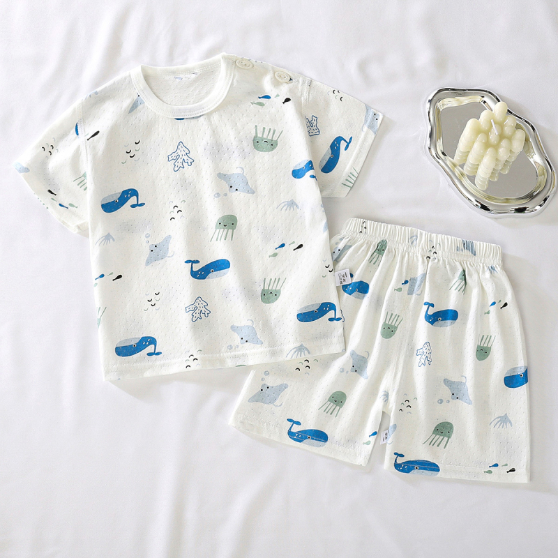 Set pijamale din bumbac pentru bebeluți, pijamale de vară cu mâneci lungi, fără cusături, unisex, pentru nou-născuți (0–12 luni)