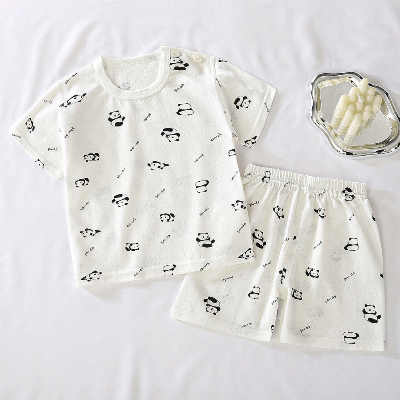 Set pijamale din bumbac pentru bebeluți, pijamale de vară cu mâneci lungi, fără cusături, unisex, pentru nou-născuți (0–12 luni)