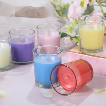 Candelă din ceară de soia aromaterapie în pahar de sticlă colorat, cadou romantic pentru casă, de înaltă calitate