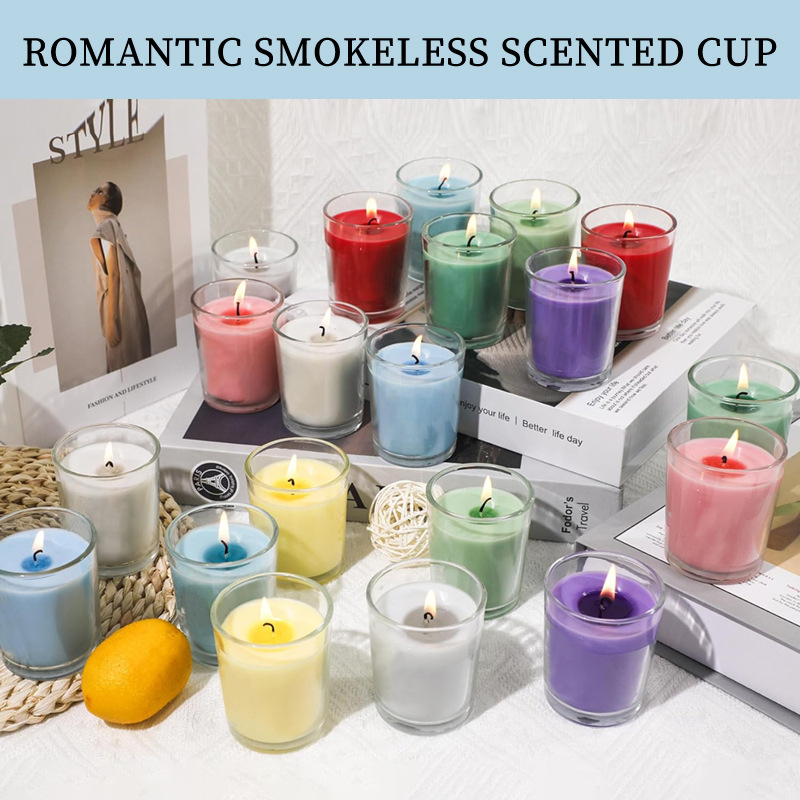 Candelă din ceară de soia aromaterapie în pahar de sticlă colorat, cadou romantic pentru casă, de înaltă calitate