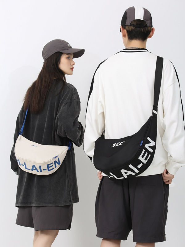 Geantă de umăr din nylon, în stil coreean, cu capacitate mare, unisex pentru utilizare zilnică