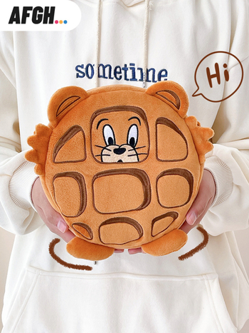 AFGH geantă crossbody din pluș licențiată Tom și Jerry, motif muffin, mică geantă rotundă pentru telefon