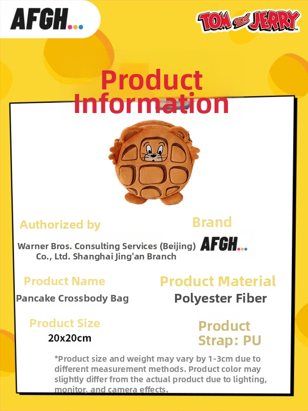 AFGH geantă crossbody din pluș licențiată Tom și Jerry, motif muffin, mică geantă rotundă pentru telefon
