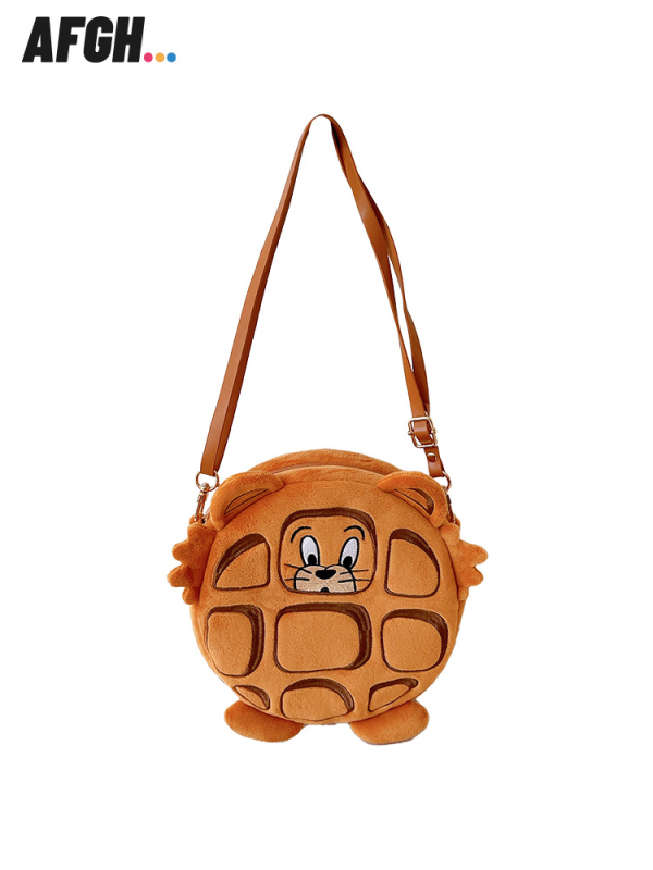 AFGH geantă crossbody din pluș licențiată Tom și Jerry, motif muffin, mică geantă rotundă pentru telefon