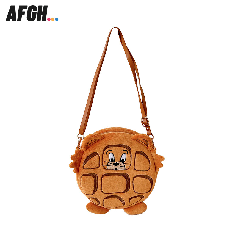 AFGH geantă crossbody din pluș licențiată Tom și Jerry, motif muffin, mică geantă rotundă pentru telefon