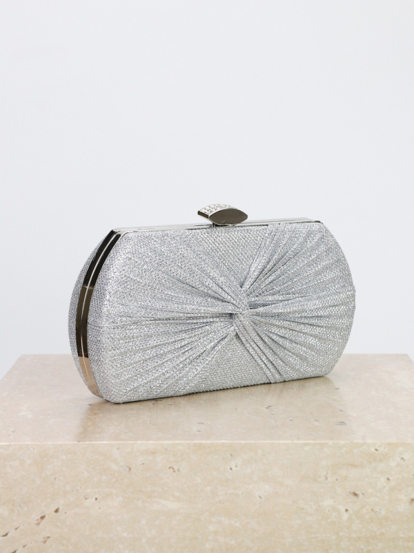Geantă de seară plisată, clutch mic pătrat, luciu strălucitor, pentru femei