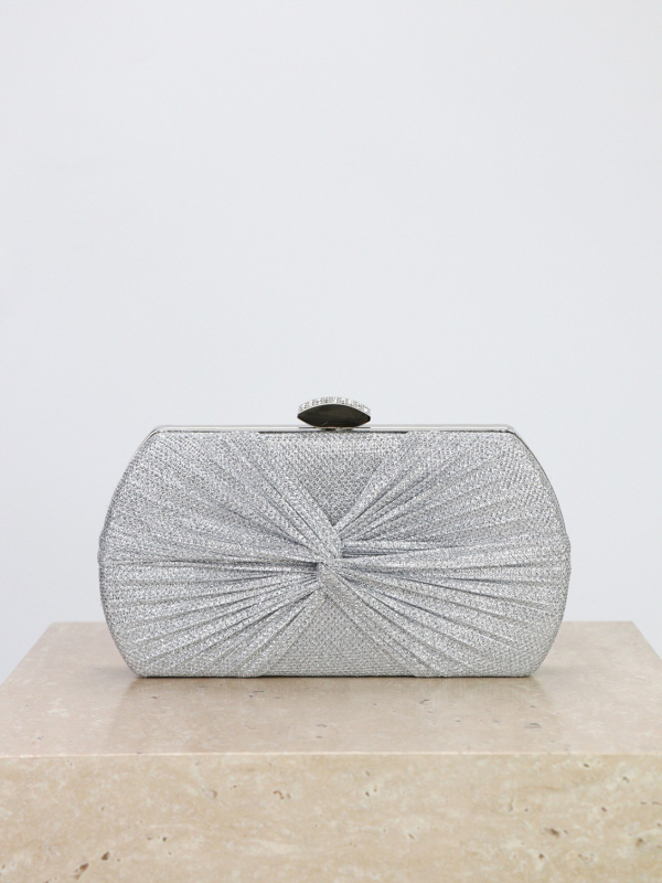 Geantă de seară plisată, clutch mic pătrat, luciu strălucitor, pentru femei