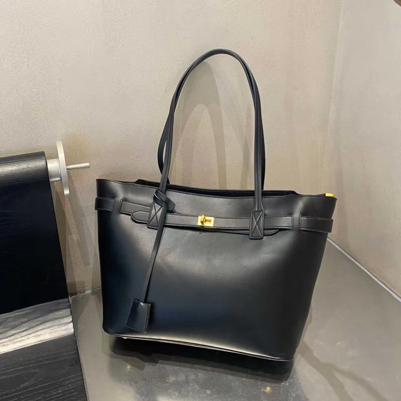 Geantă din piele moale cu cataramă în formă de aripă, capacitate mare, tote minimalist pentru utilizare zilnică, geantă de umăr din piele