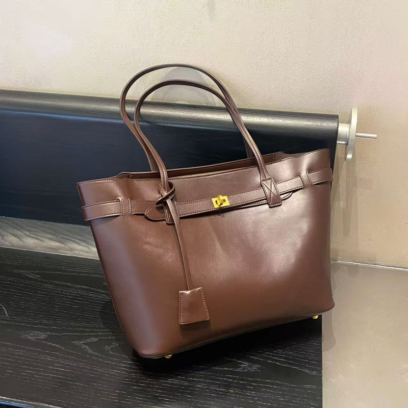 Geantă din piele moale cu cataramă în formă de aripă, capacitate mare, tote minimalist pentru utilizare zilnică, geantă de umăr din piele