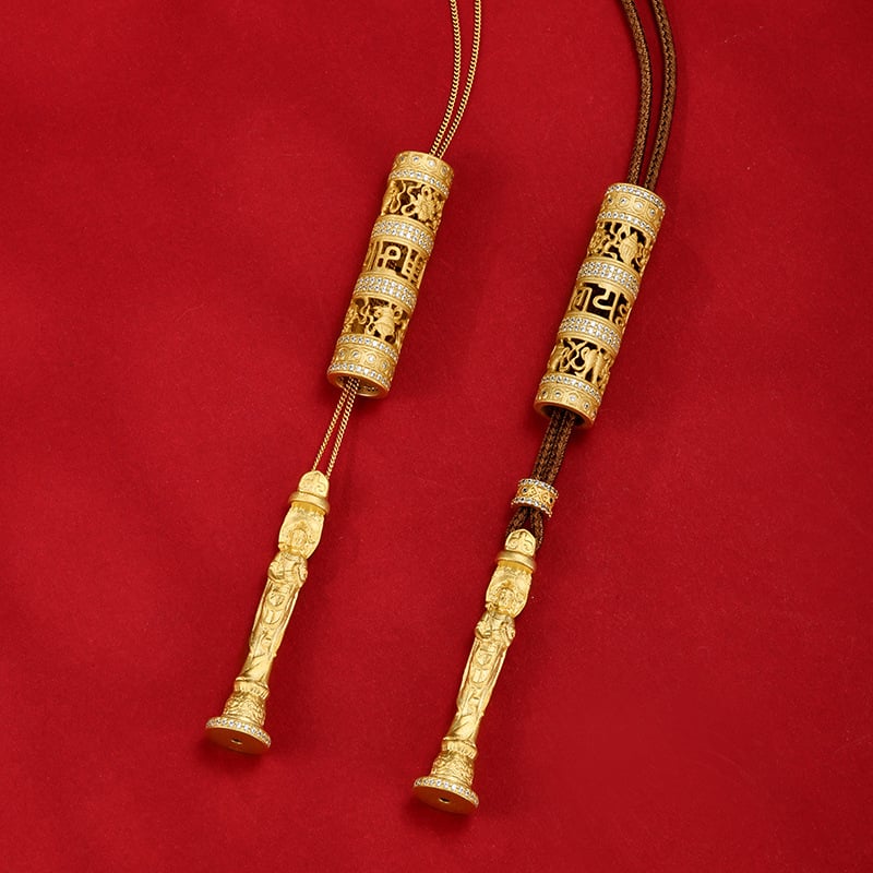 Colier budist portabil în stil chinezesc nou, din argint 925, placat cu aur 24K, pandant Guanyin, accesoriu tibetan retro