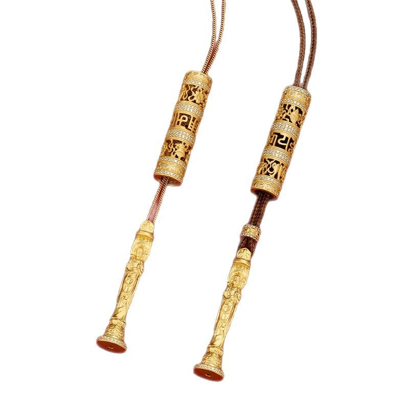 Colier budist portabil în stil chinezesc nou, din argint 925, placat cu aur 24K, pandant Guanyin, accesoriu tibetan retro