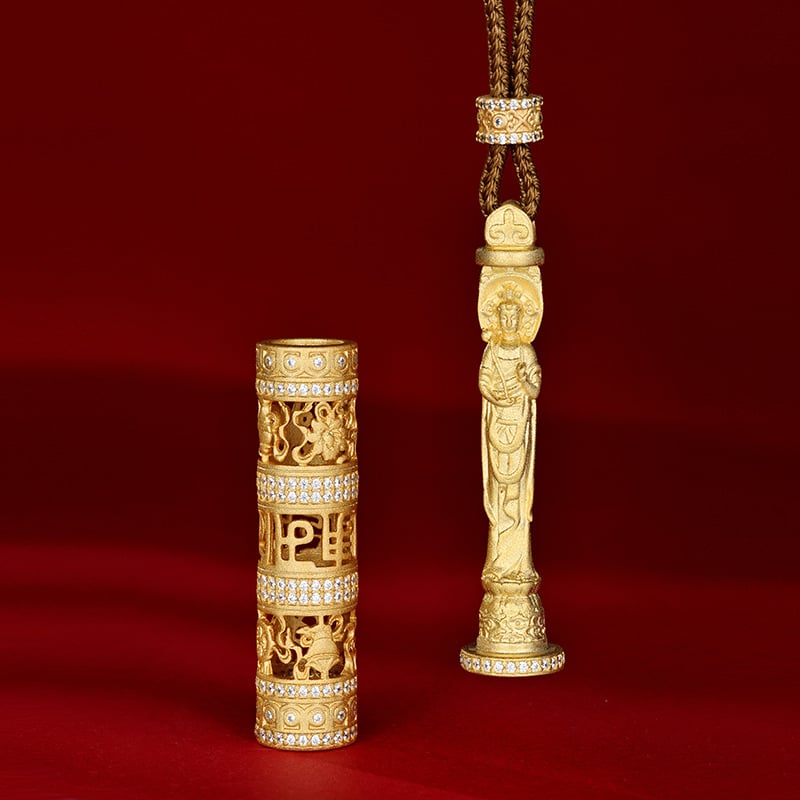 Colier budist portabil în stil chinezesc nou, din argint 925, placat cu aur 24K, pandant Guanyin, accesoriu tibetan retro