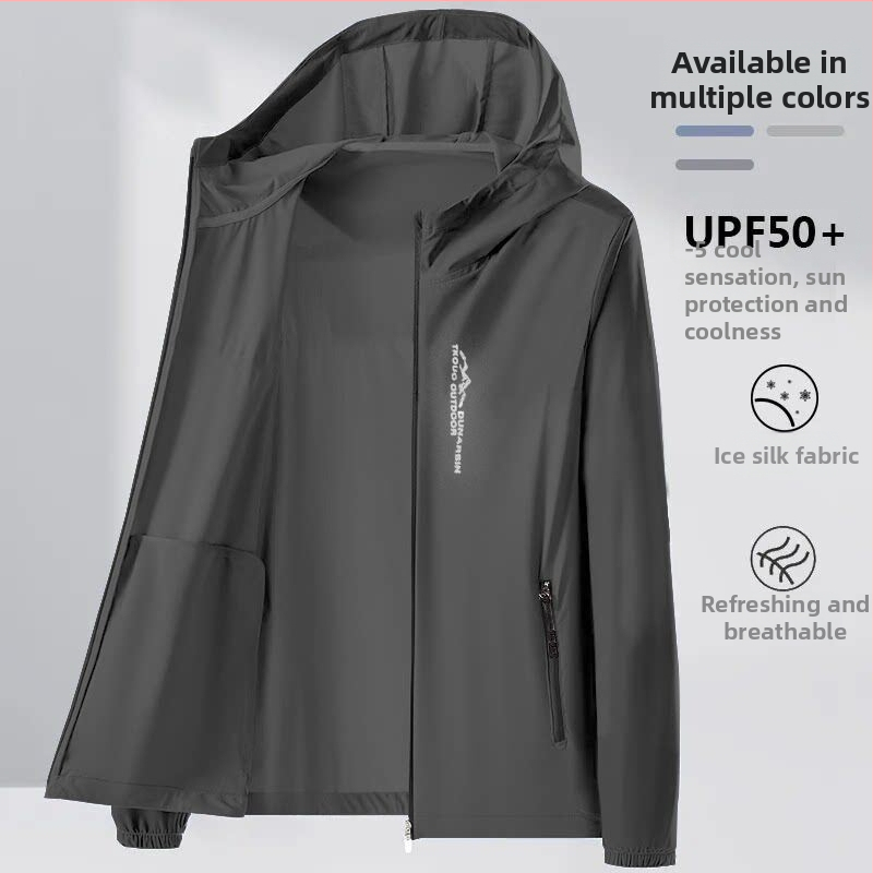 Pánska letná košeľa s ochranou proti slnku UPF50+ z ľadového hodvábu, voľný strih, ultratenká ležérna outdoorová bunda