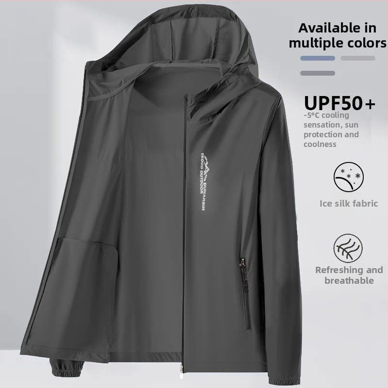 Pánska letná košeľa s ochranou proti slnku UPF50+ z ľadového hodvábu, voľný strih, ultratenká ležérna outdoorová bunda