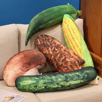 Set de pluș legume: castraveți, porumb și ciupercă pentru decor de casă