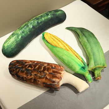 Set de pluș legume: castraveți, porumb și ciupercă pentru decor de casă