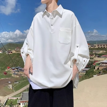 Cămașă bărbătească cu mâneci lungi pentru primăvară și toamnă, design modern, casual, culoare solidă
