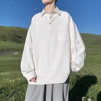Cămașă bărbătească cu mâneci lungi pentru primăvară și toamnă, design modern, casual, culoare solidă