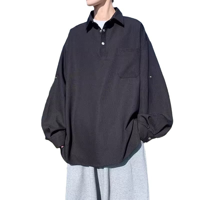 Cămașă bărbătească cu mâneci lungi pentru primăvară și toamnă, design modern, casual, culoare solidă