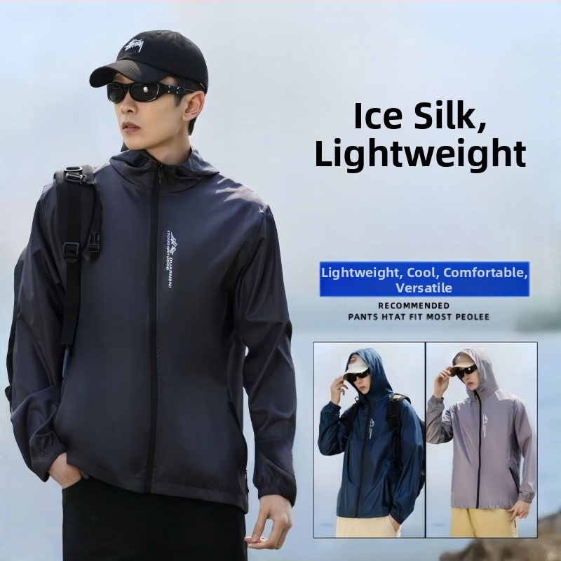 Pánska rýchloschnúca letná nepremokavá vetrovka s UV ochranou a ochranou proti slnku, ľahká priedušná rybárska bunda Ice Silk