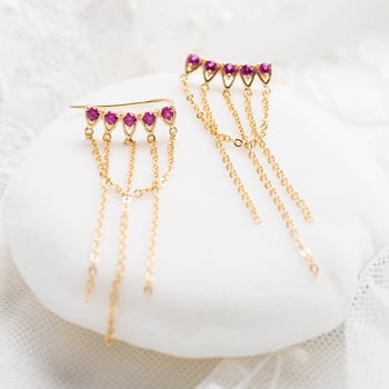 Colier din argint Sterling S925, placat cu aur 18K, cu zirconiu, design cu aripi și ciucuri, pentru femei