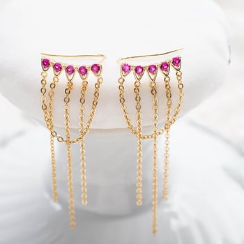 Colier din argint Sterling S925, placat cu aur 18K, cu zirconiu, design cu aripi și ciucuri, pentru femei