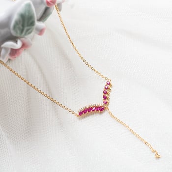 Colier din argint Sterling S925, placat cu aur 18K, cu zirconiu, design cu aripi și ciucuri, pentru femei