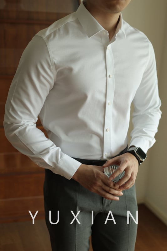Cămașă pentru bărbați din bumbac de înaltă calitate, fibre lungi, fără călcare, anti-pliuri, croială Slim, stil business casual, pentru toate anotimpurile