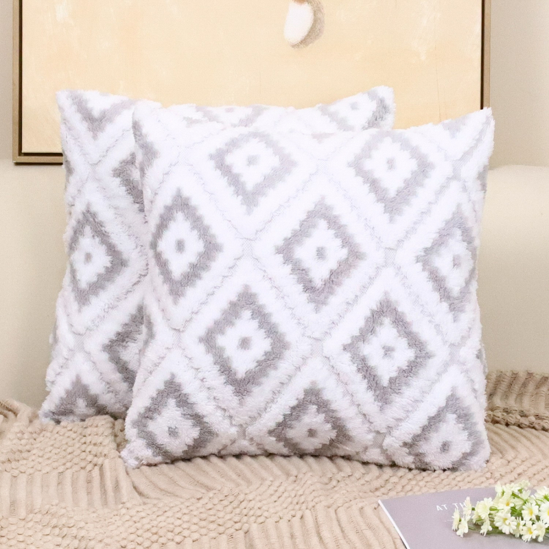 Perna pufoasă cu model geometric în formă de diamant, stil modern minimalist