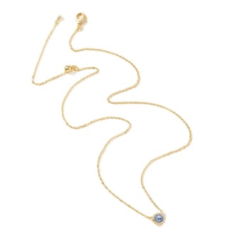 Colier feminin cu zirconiu albastru rotund, cupru placat în nuanță aur 18K, stil simplu