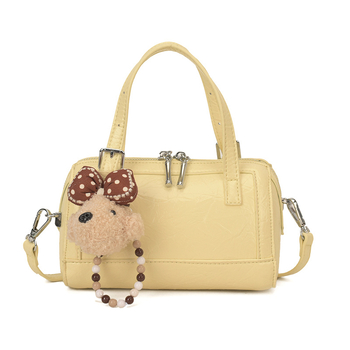 Geantă din PU piele, finisaj ulei-ceară, stil coreean, formă de pernă, mică geantă Boston pentru umăr sau crossbody, modă 2026.
