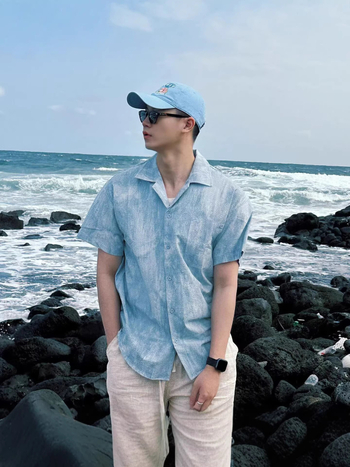 Cămașă scurtă de bărbați cu tie-dye și guler cubanez – stil casual de vară pentru plajă