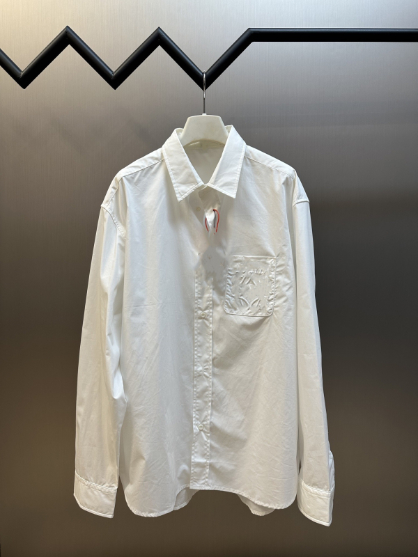 Cămașă cu broderie pe buzunar, L Brand – croială largă, unisex, 100% bumbac