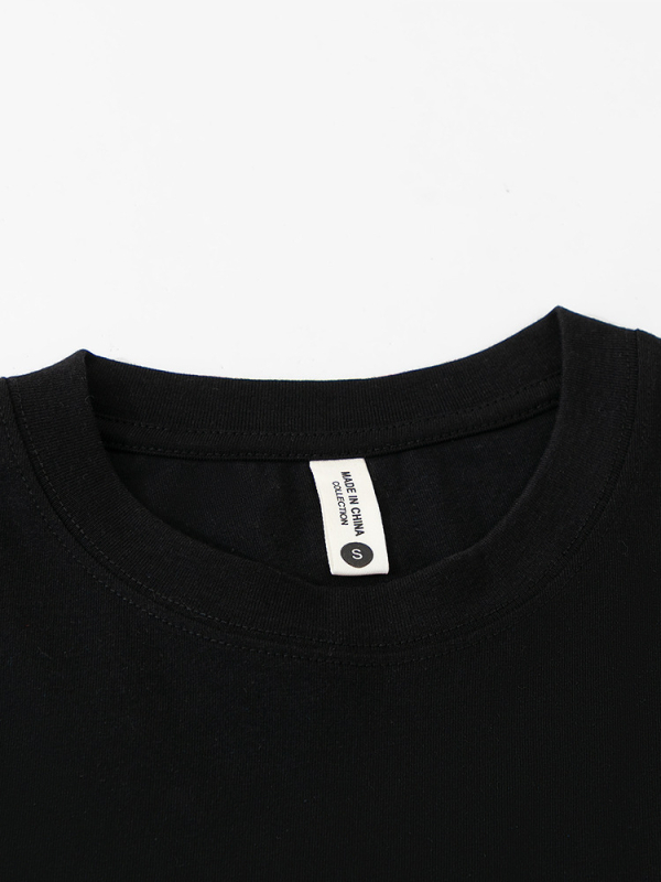 Tricou cu mânecă lungă din bumbac pentru bărbați, croială lejeră, guler rotund, casual, respirabil și elastic