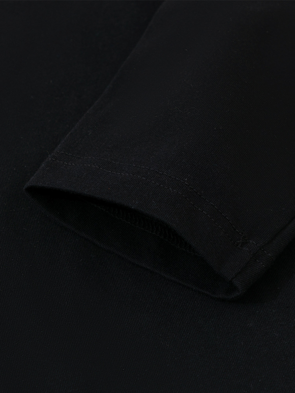 Tricou cu mânecă lungă din bumbac pentru bărbați, croială lejeră, guler rotund, casual, respirabil și elastic