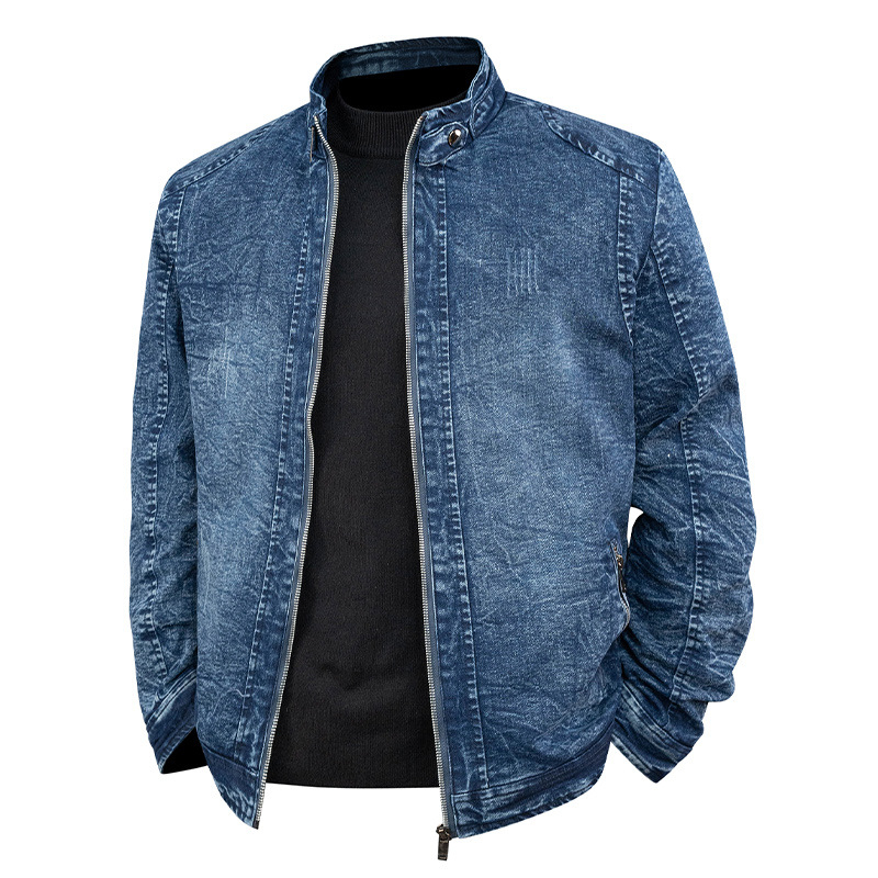 Geacă denim casual pentru bărbați, stil coreean, fermoar, guler înalt, modă toamnă-iarnă, model nou 2021