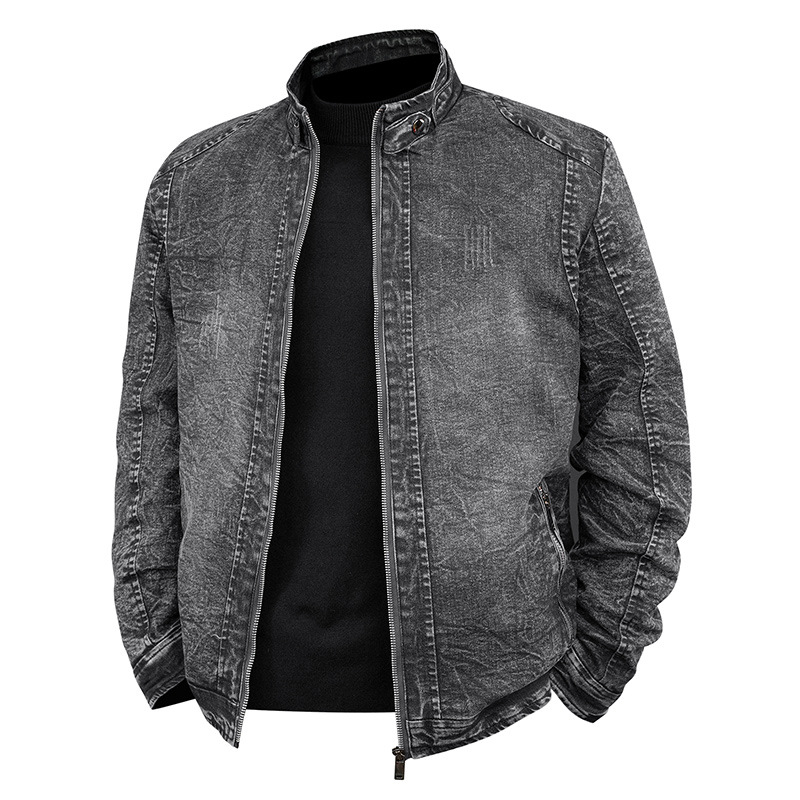 Geacă denim casual pentru bărbați, stil coreean, fermoar, guler înalt, modă toamnă-iarnă, model nou 2021