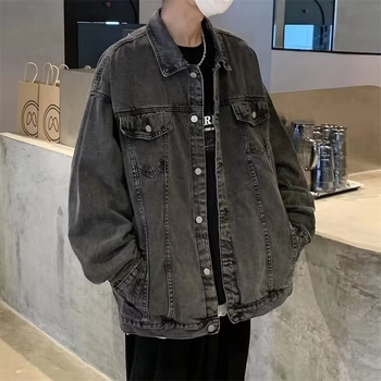 Geacă din denim pentru bărbați înalți, model nou 2025, casual, de înaltă calitate, stil vintage american