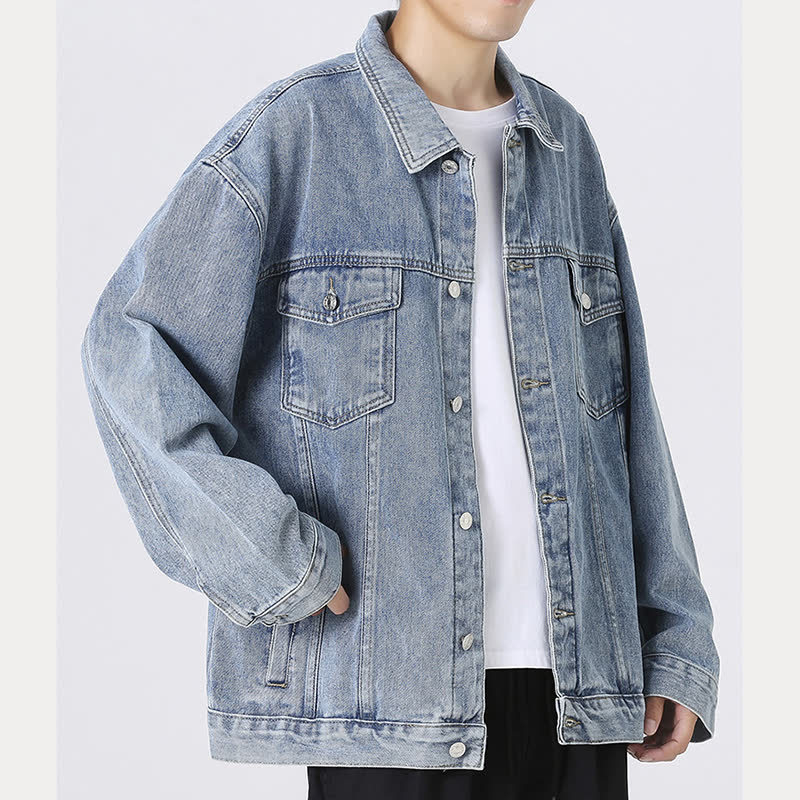 Geacă din denim pentru bărbați înalți, model nou 2025, casual, de înaltă calitate, stil vintage american