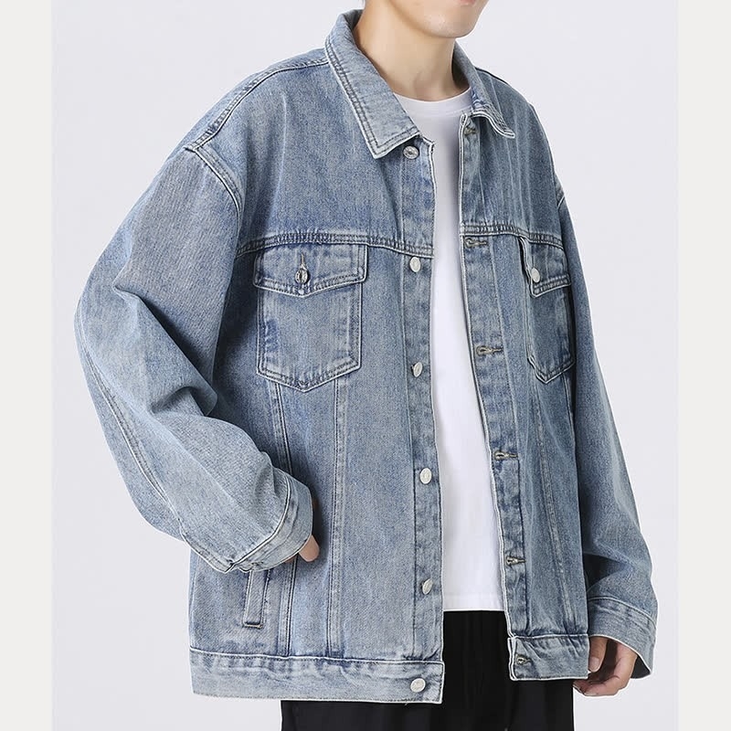 Geacă din denim pentru bărbați înalți, model nou 2025, casual, de înaltă calitate, stil vintage american