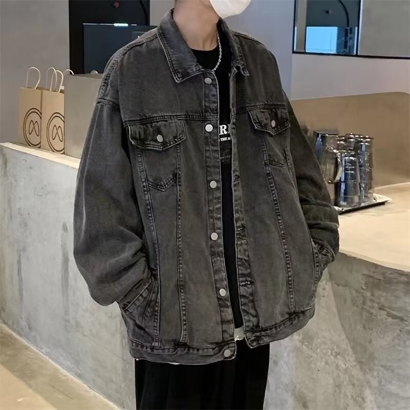 Geacă din denim pentru bărbați înalți, model nou 2025, casual, de înaltă calitate, stil vintage american