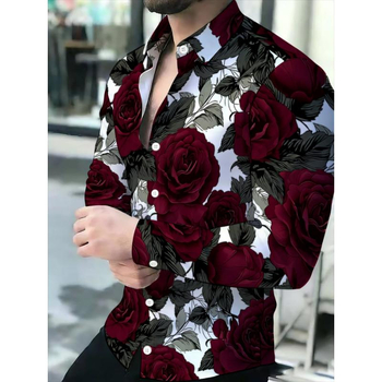 Cămașă casual roz pentru bărbați, mâneci lungi, nasturi, stil relaxat, potrivită pentru primăvară și toamnă