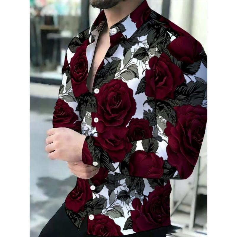 Cămașă casual roz pentru bărbați, mâneci lungi, nasturi, stil relaxat, potrivită pentru primăvară și toamnă