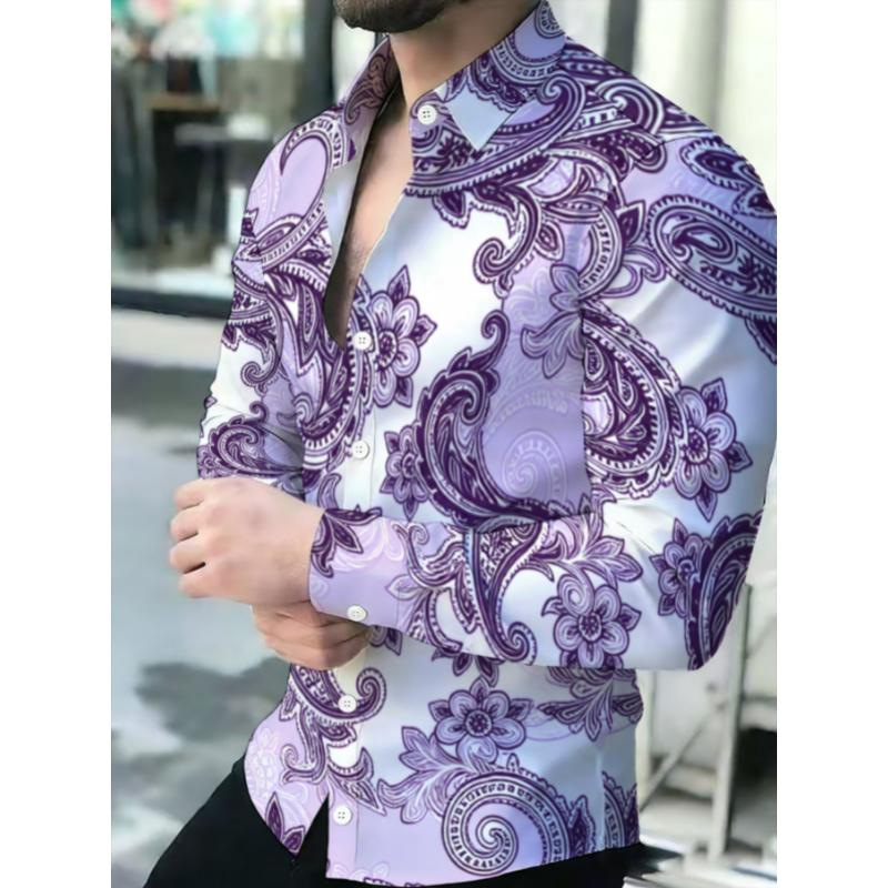 Cămașă casual roz pentru bărbați, mâneci lungi, nasturi, stil relaxat, potrivită pentru primăvară și toamnă