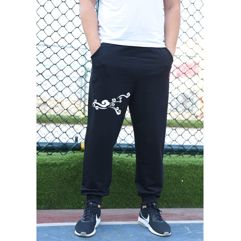 GY05 Pantaloni casual mărime mare, talie înaltă, croială lejeră, fleece interior, groși, lungi, pentru toamnă/iarnă, bărbați, bumbac, model geometric