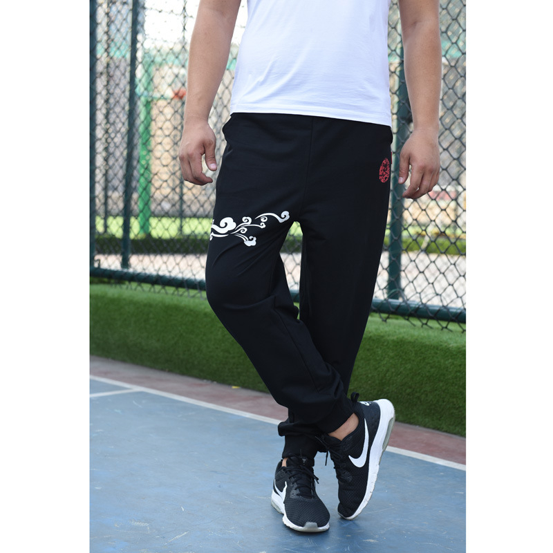 GY05 Pantaloni casual mărime mare, talie înaltă, croială lejeră, fleece interior, groși, lungi, pentru toamnă/iarnă, bărbați, bumbac, model geometric