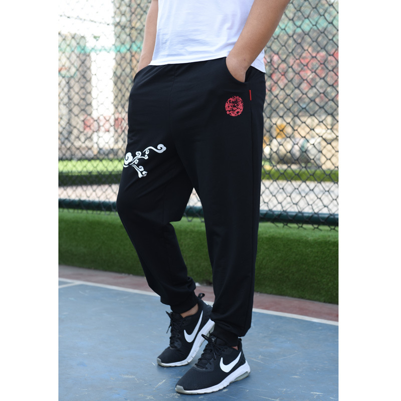 GY05 Pantaloni casual mărime mare, talie înaltă, croială lejeră, fleece interior, groși, lungi, pentru toamnă/iarnă, bărbați, bumbac, model geometric