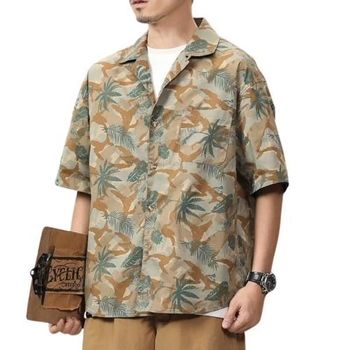 cămașă hawaiană pentru bărbați, plajă, mâneci scurte, mărime plus, croială lejeră, stil retro casual