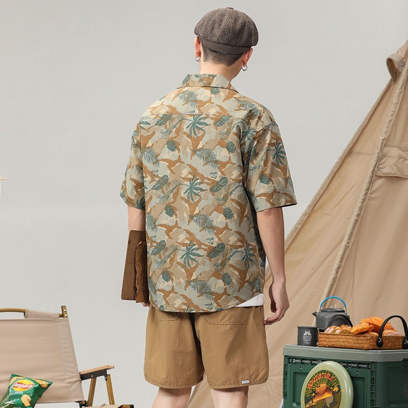 cămașă hawaiană pentru bărbați, plajă, mâneci scurte, mărime plus, croială lejeră, stil retro casual