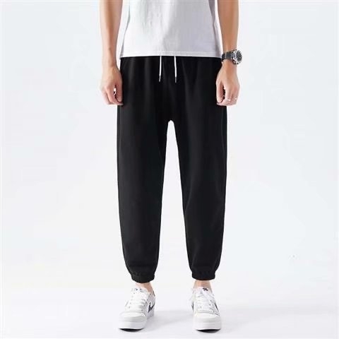 Pantaloni sport gri pentru bărbați, cropped, casual, croială dreaptă până la gleznă